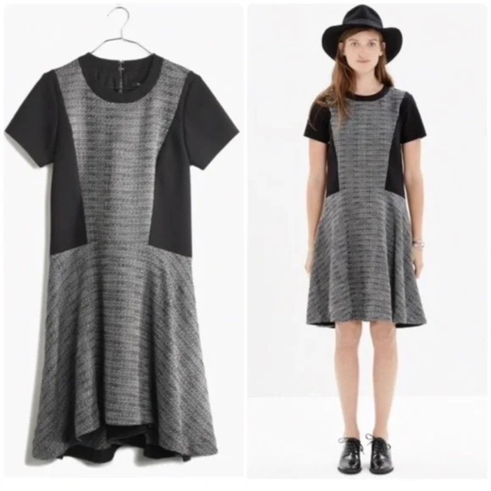 Madewell Black and Gray Short Sleeve Dress